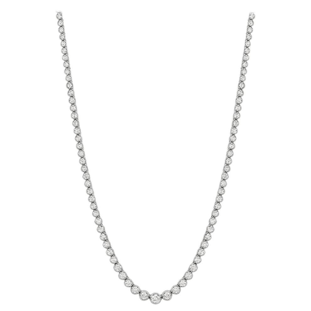 Collier en or blanc 14 carats avec diamants naturels de 7,05 carats G-H SI, 21 grammes en vente