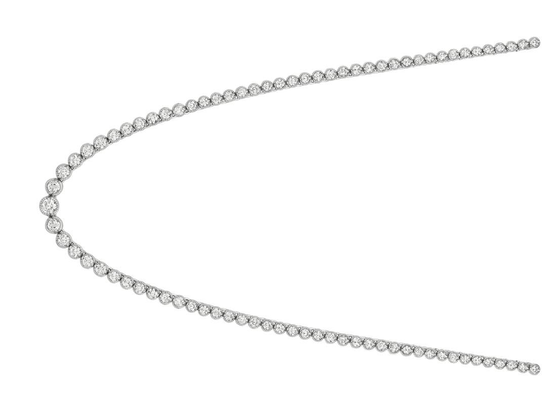 Contemporary 7.05 Carat Natural Diamond Necklace 14 Karat White Gold G-H SI 21 Grams For Sale