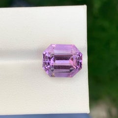 7.05 Carat Natural Loose Rose De France Amethyst Emerald Cut Brazilian Gemstone