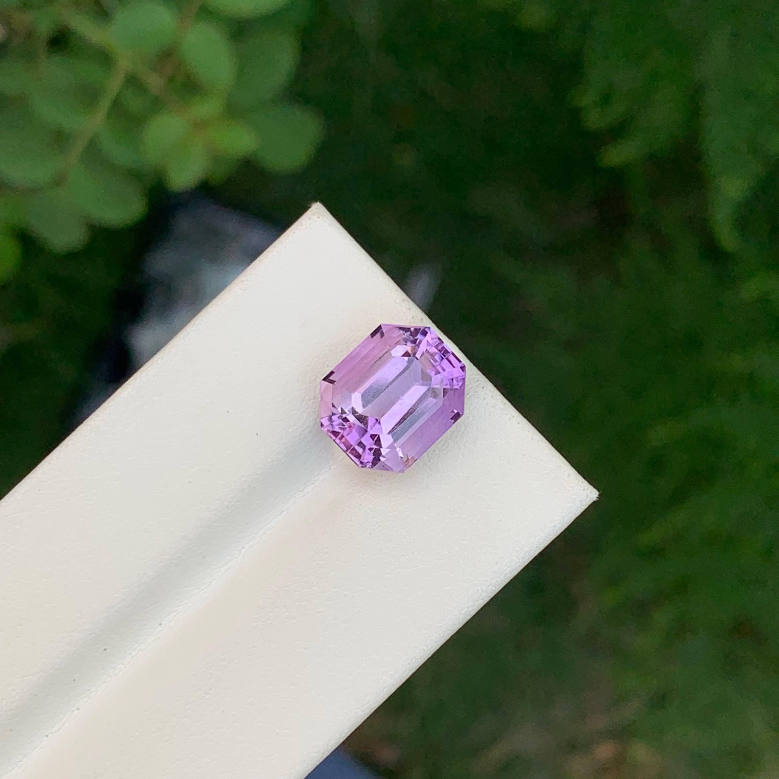 7,05 Karat Natürliche Lose Rose De France Amethyst Smaragdschliff Brasilianischer Edelstein im Angebot 3