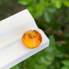 7.05 carats Orange Fire Citrine Stone Round Cut Natural Brazilian Gemstone