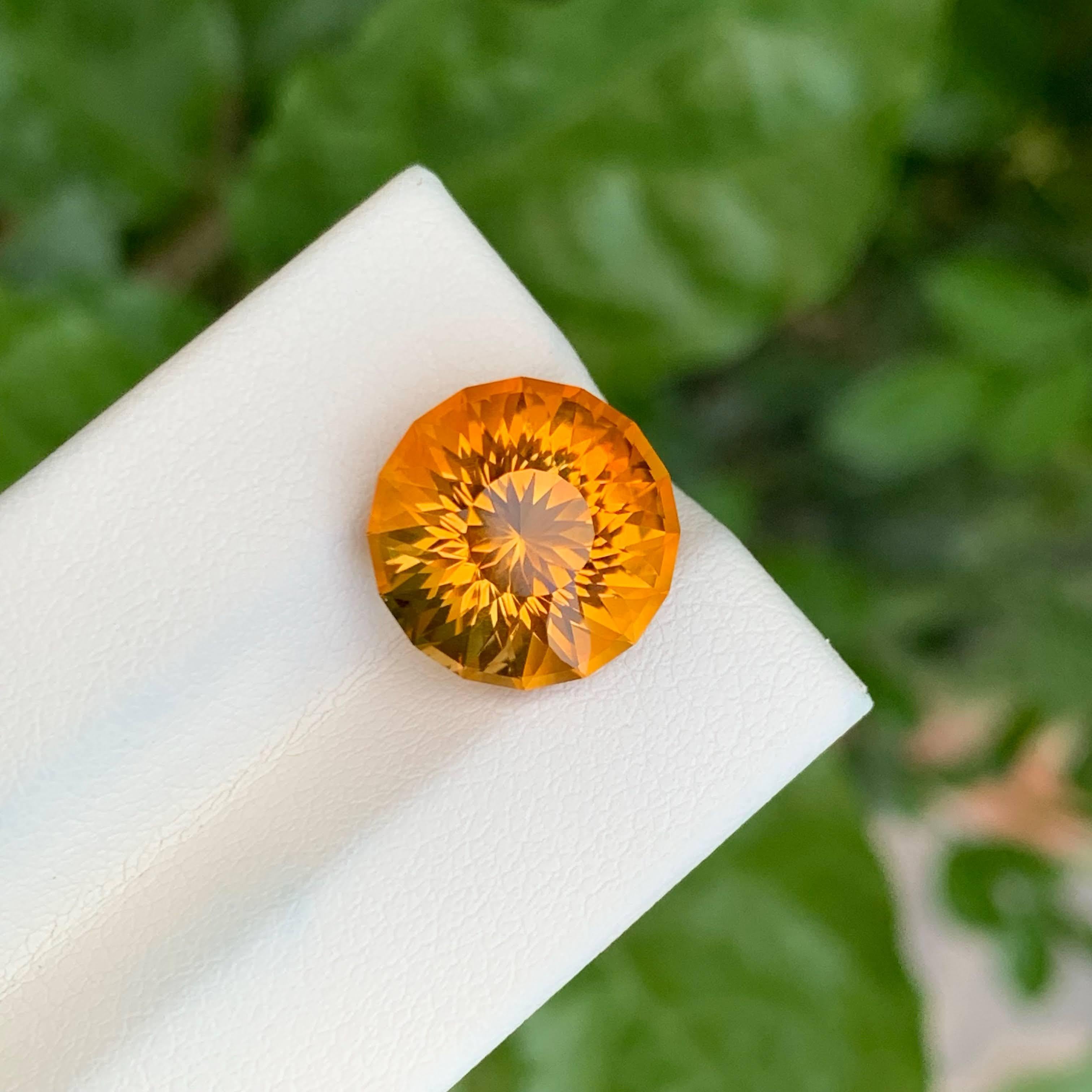 Pierre précieuse naturelle du Brésil, citrine orange de 7,05 carats, taille ronde Neuf - En vente à Bangkok, TH