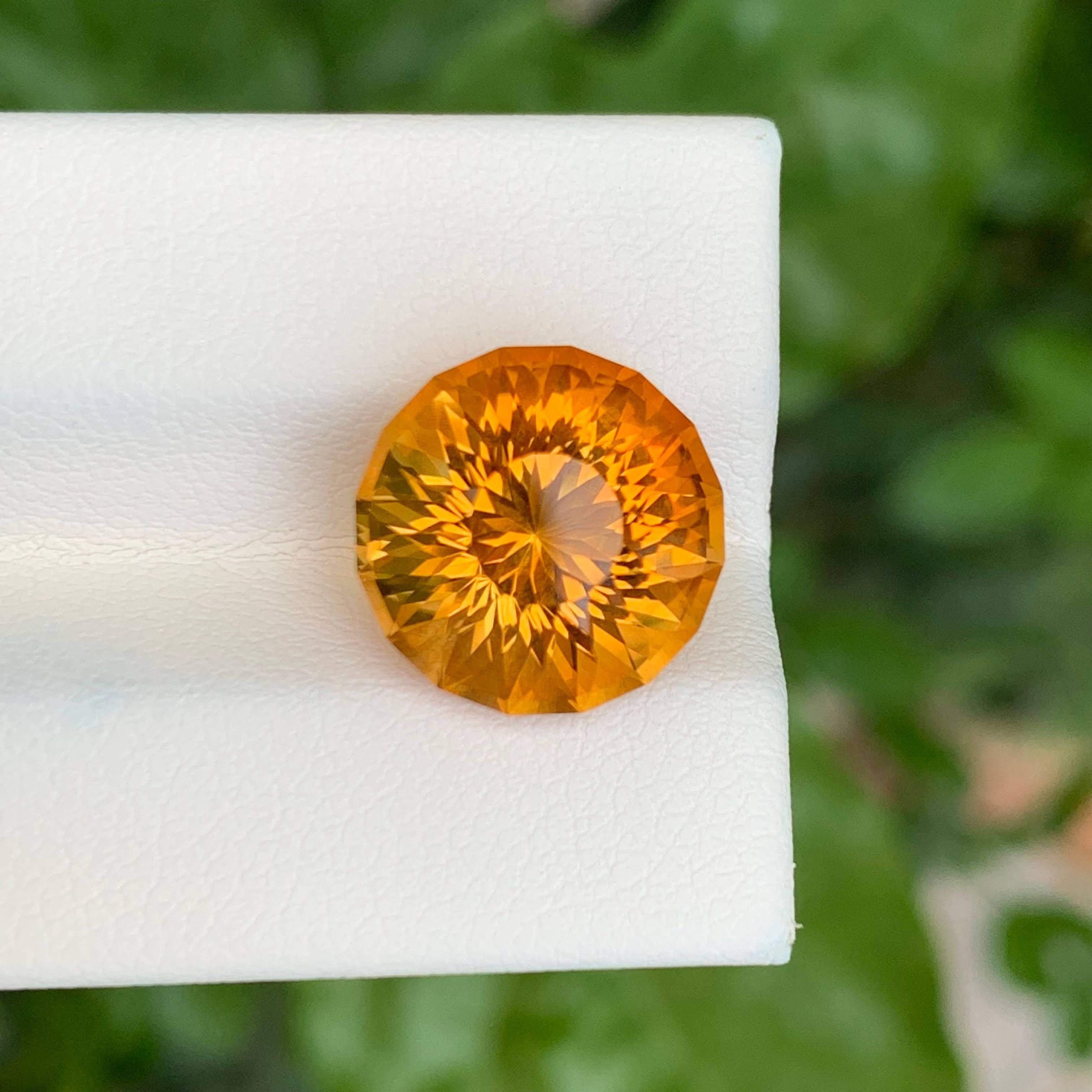 Pierre précieuse naturelle du Brésil, citrine orange de 7,05 carats, taille ronde Unisexe en vente