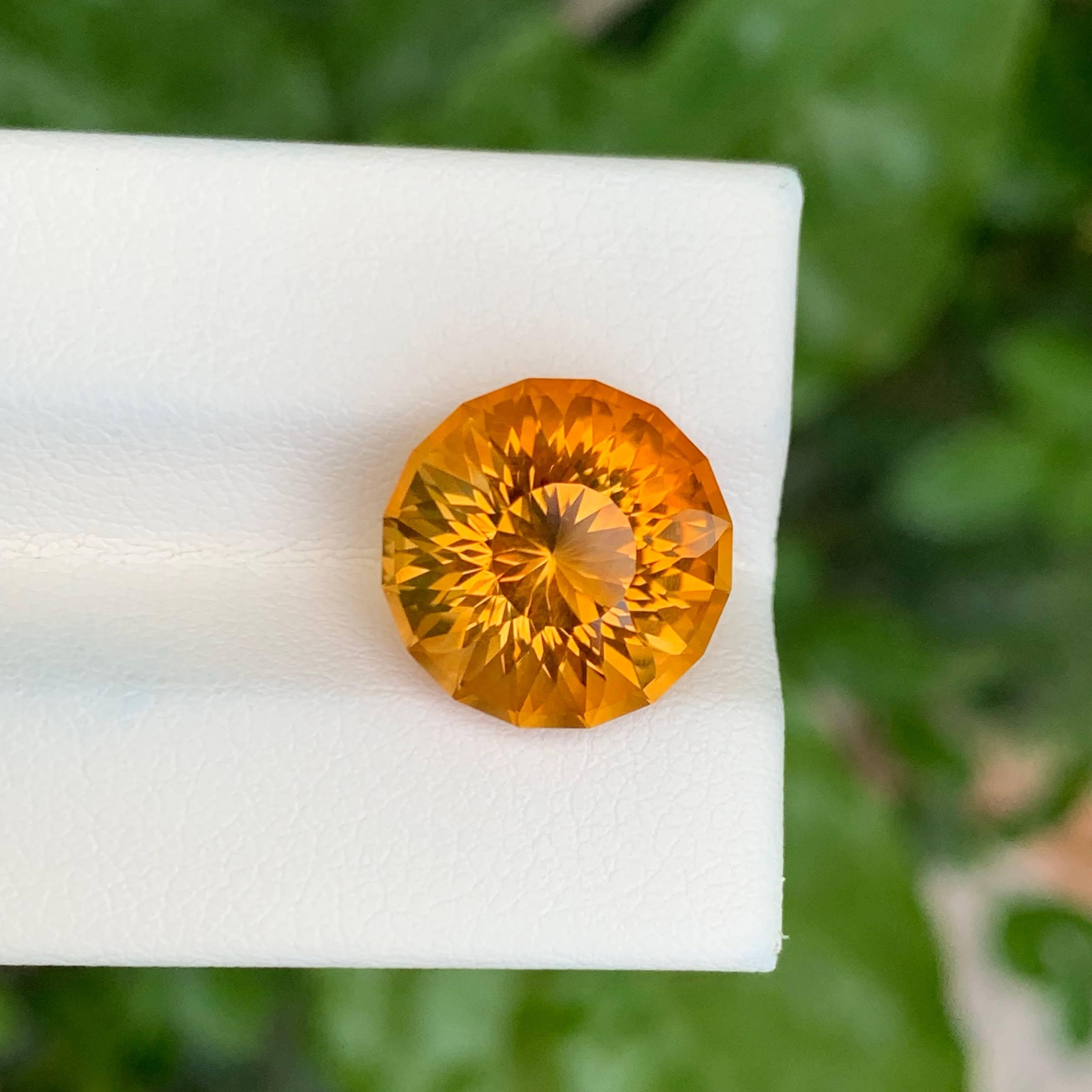 Pierre précieuse naturelle du Brésil, citrine orange de 7,05 carats, taille ronde en vente 1