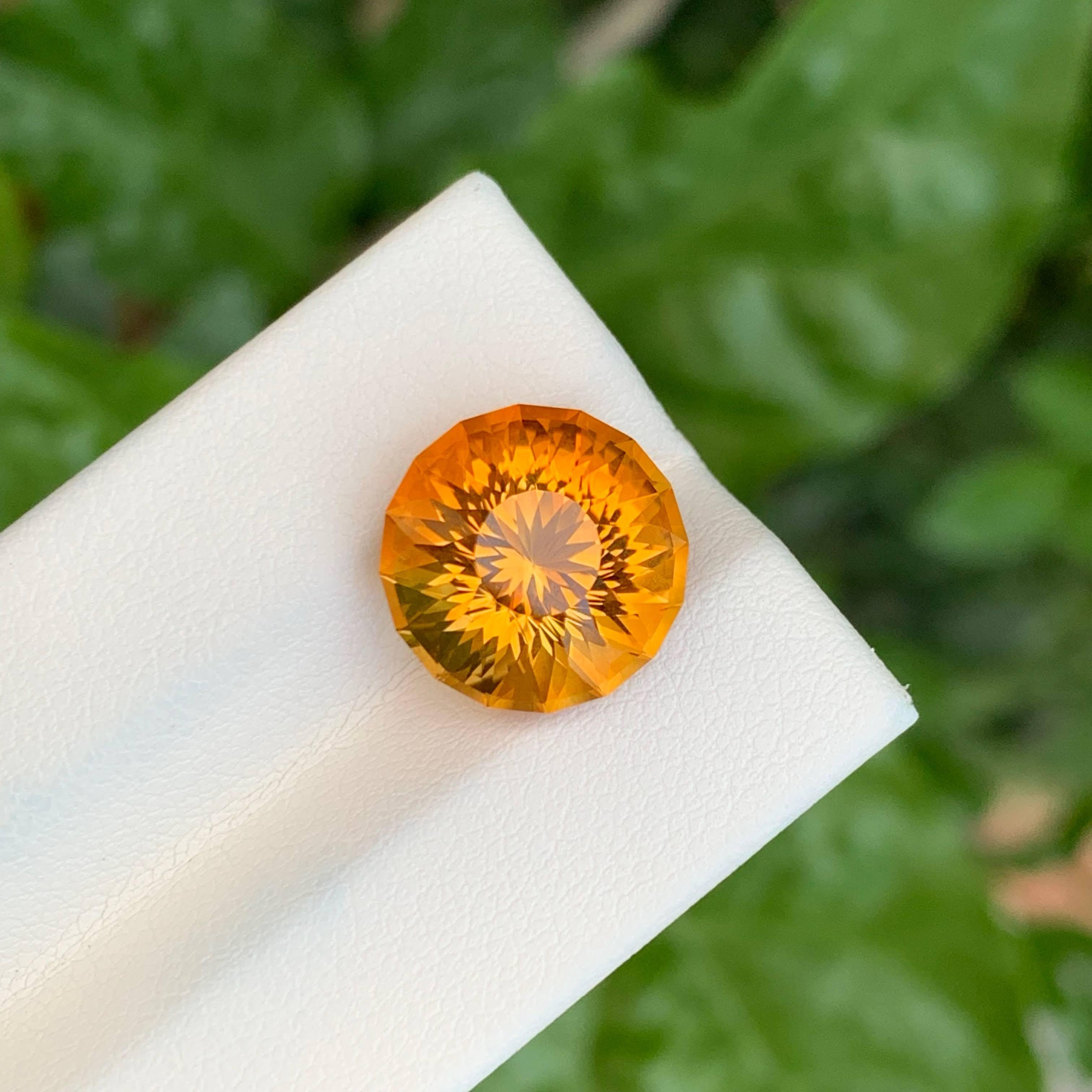 Pierre précieuse naturelle du Brésil, citrine orange de 7,05 carats, taille ronde en vente 2