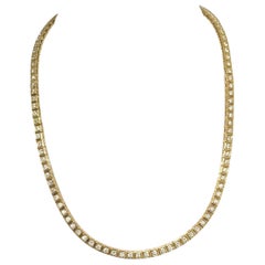 Collier de tennis en or jaune 18K avec diamant naturel de taille ronde 7.05 CTW