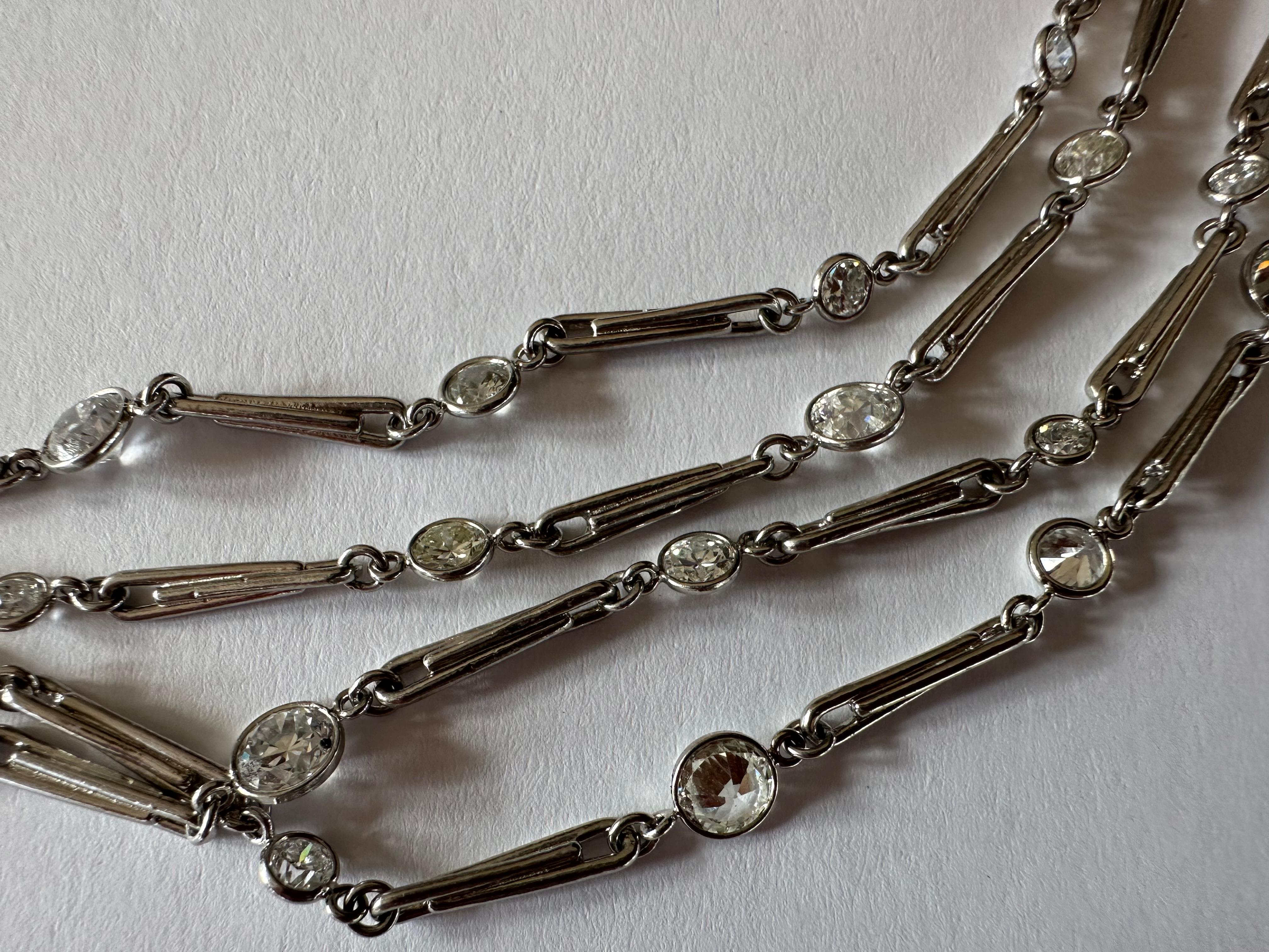 Women's 70.5 Inch Antique Style Diamonds-By-the-Yard Necklace 