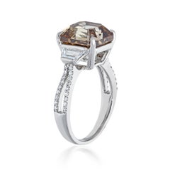 7.05ct Deep Autumn Brown Asscher Diamond Ring