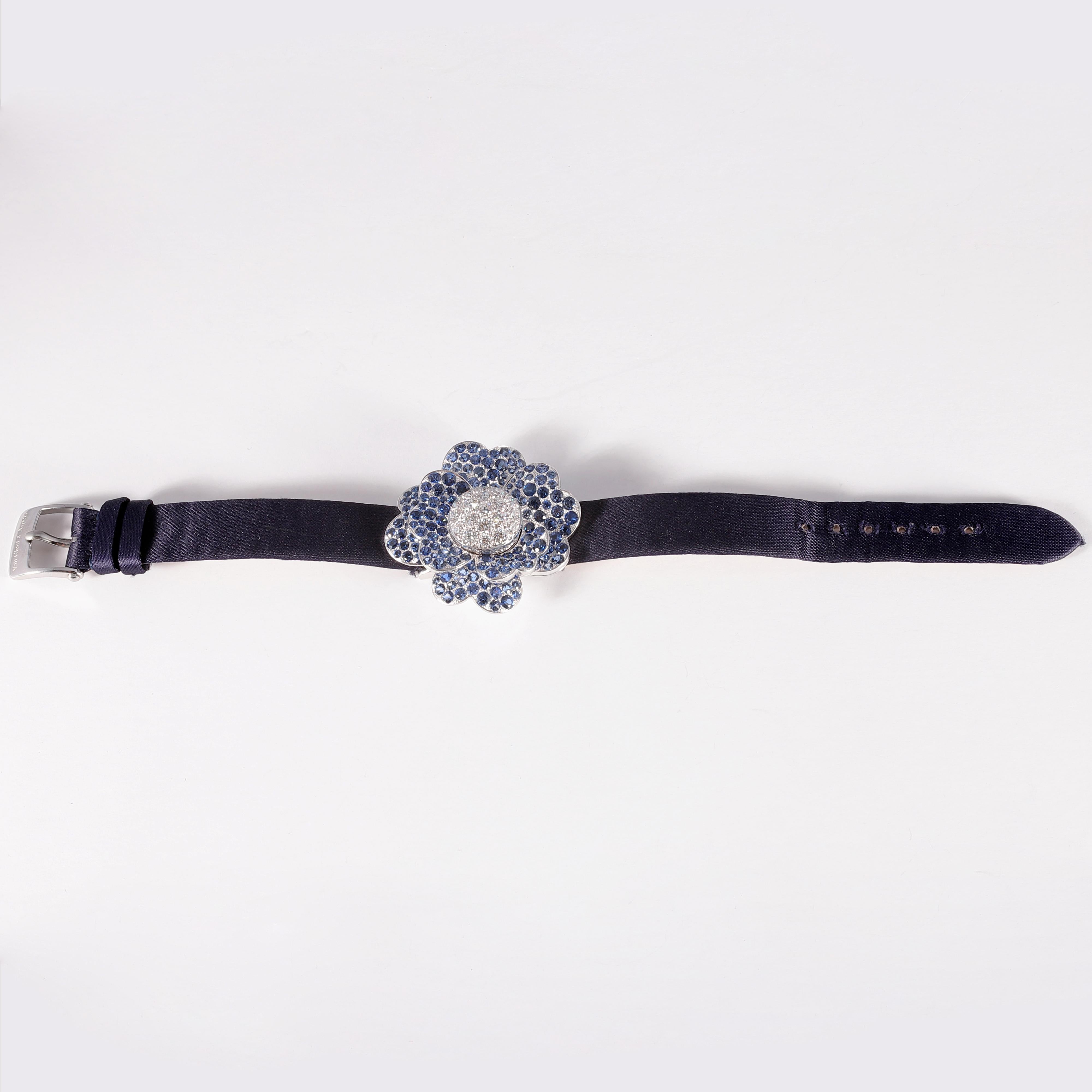 7.06 Carat Blue Sapphire and 3.32 Carat Diamond Van Cleef & Arpels Cosmos Watch For Sale 6
