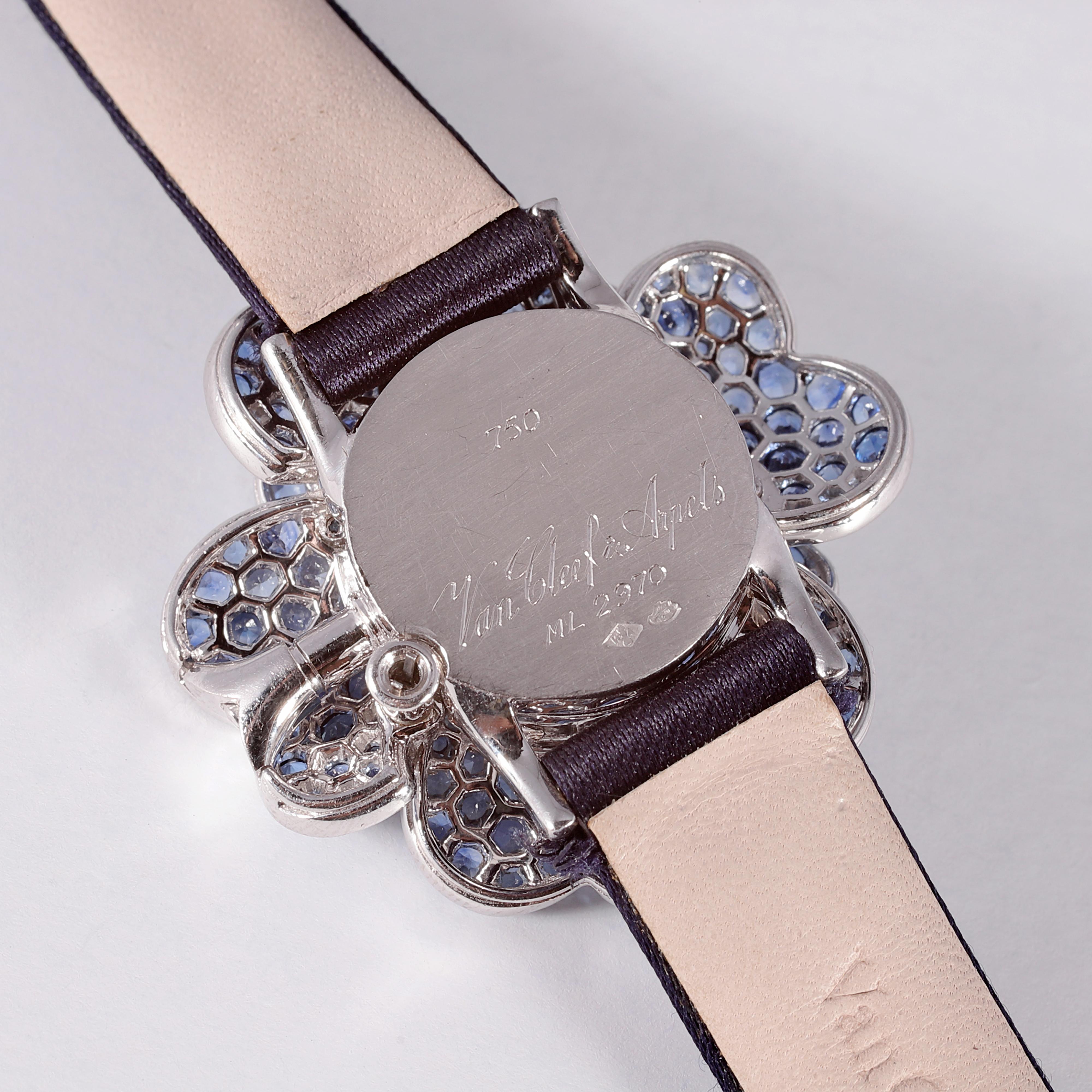 Van Cleef & Arpels Cosmos-Uhr mit 7,06 Karat blauem Saphir und 3,32 Karat Diamant (Rundschliff) im Angebot