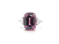 7.06 Carat GRS Certified Burma No Heat Purplish-Pink Spinel and Diamond Ring