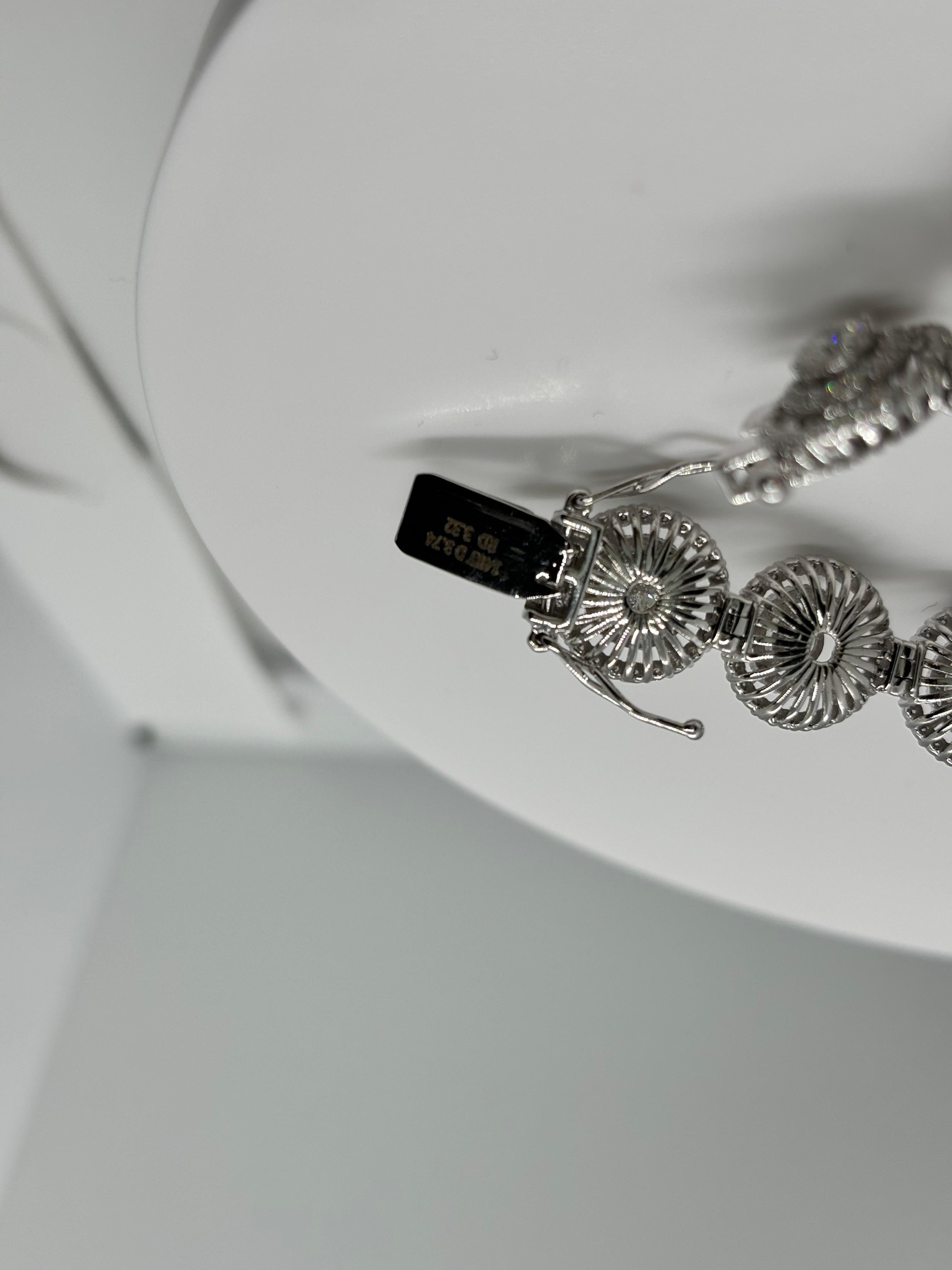 Round Cut 7.06 Carat Natural Diamonds Brilliant Round Double Halo Tennis Bracelet For Sale