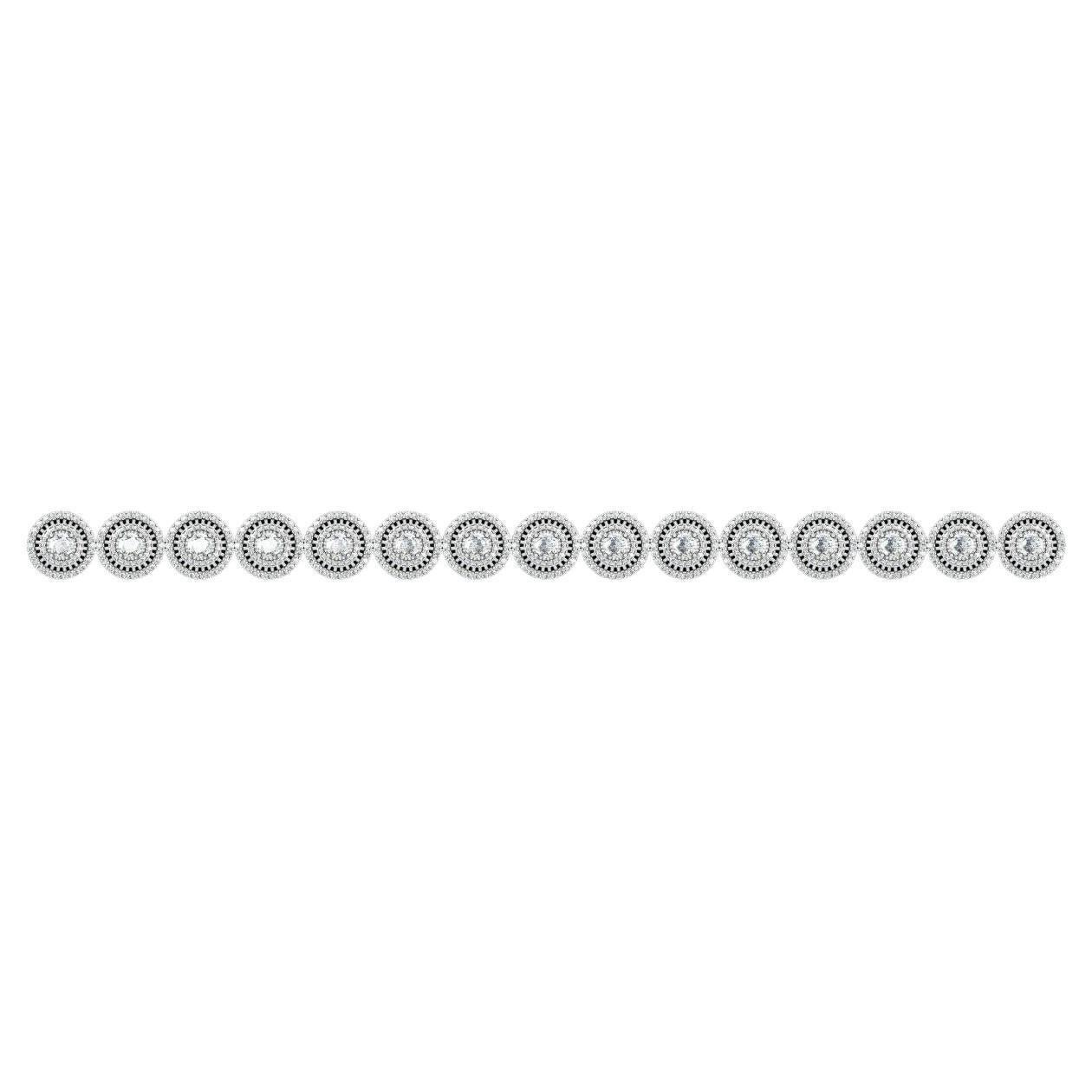 Bracelet tennis avec double halo de diamants naturels ronds brillants de 7.06 carats
