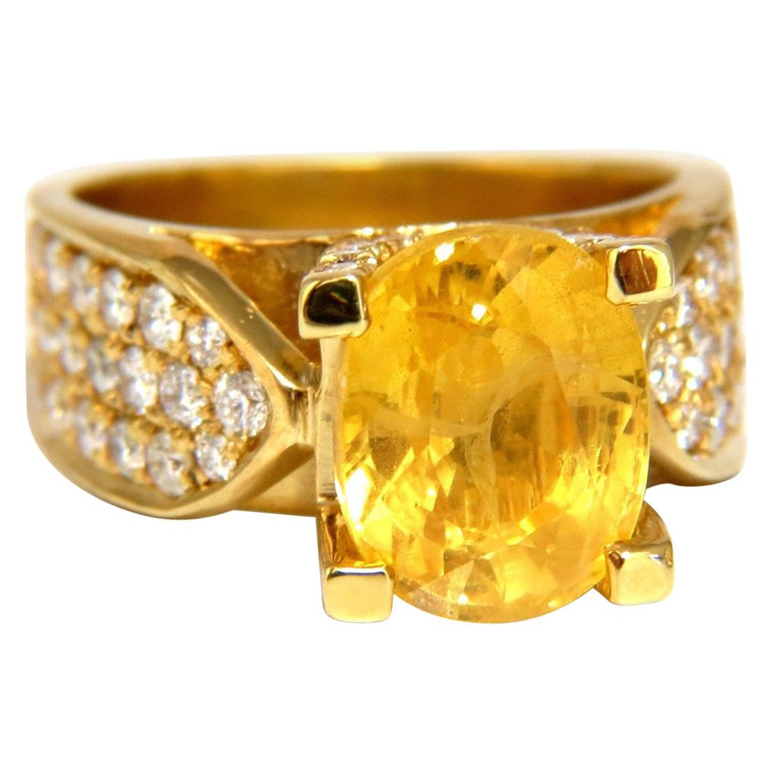 7,06 Karat natürlicher gelber Saphir Ring 18 Karat Raised Bead Set*