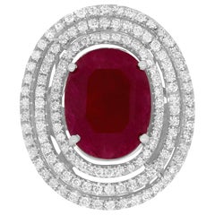 7.06 Carat Oval Ruby and 2.25 Carat White Diamond Ring