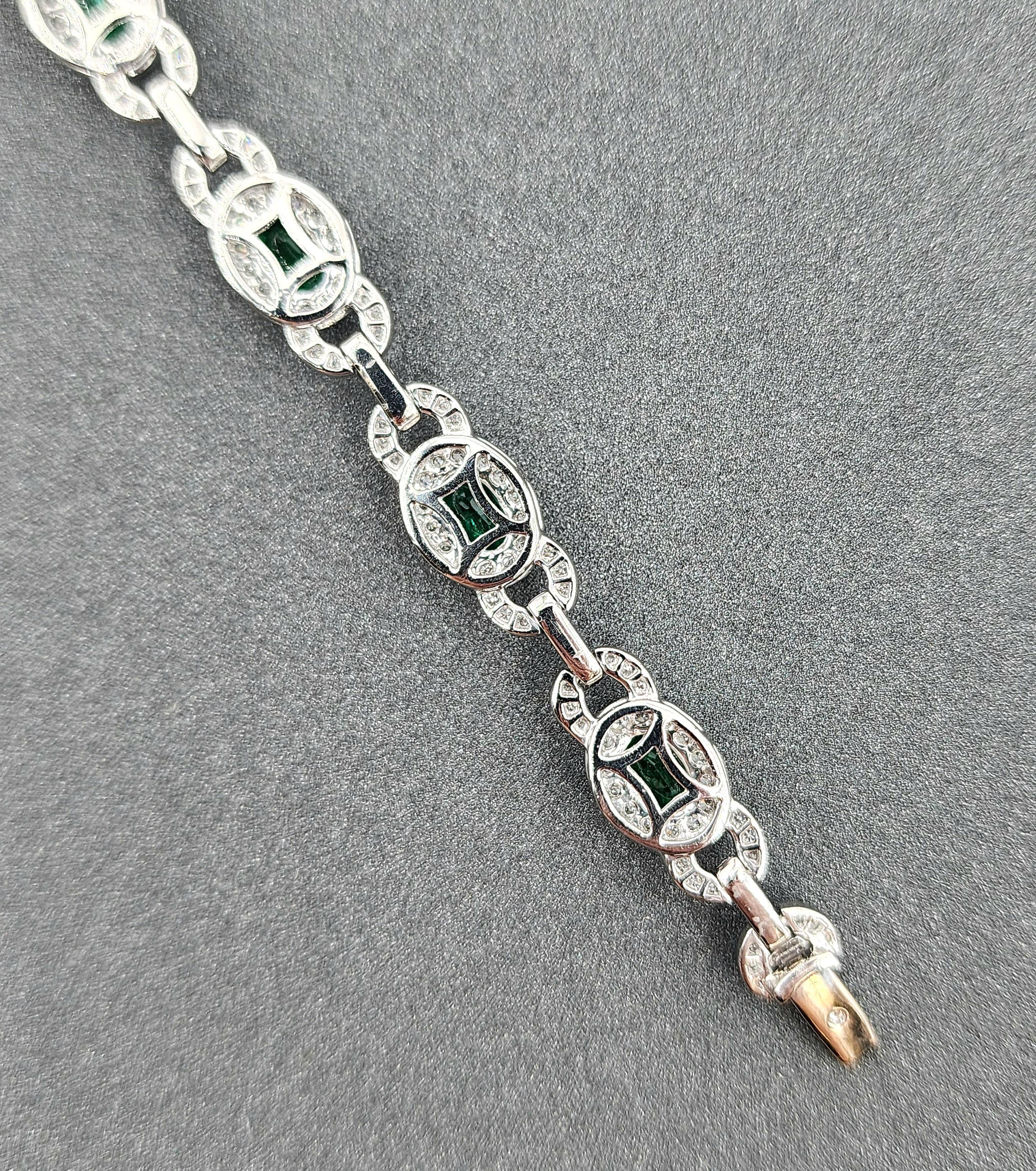 Bracelet d'émeraudes naturelles et de diamants de 7.06 ct Unisexe en vente