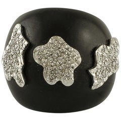 7,06 ebano, 0,69 carati di diamanti, anello di moda in oro bianco