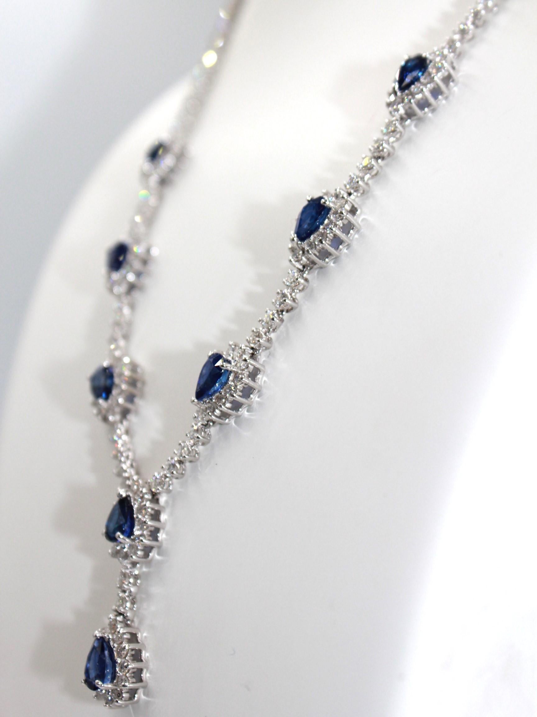 7.069 Carat Sapphire Diamond Necklace In New Condition For Sale In New York, NY