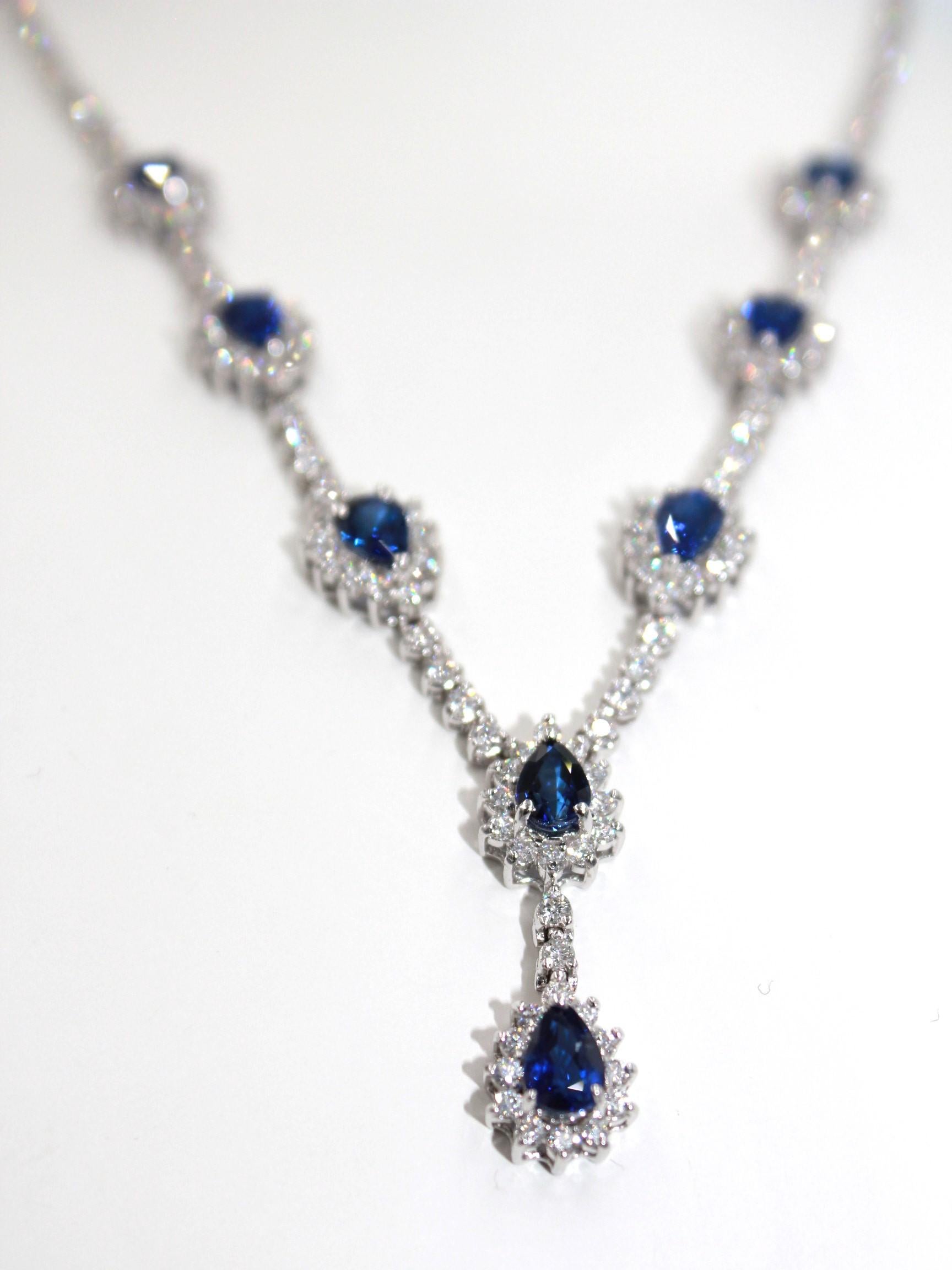 7.069 Carat Sapphire Diamond Necklace For Sale 1
