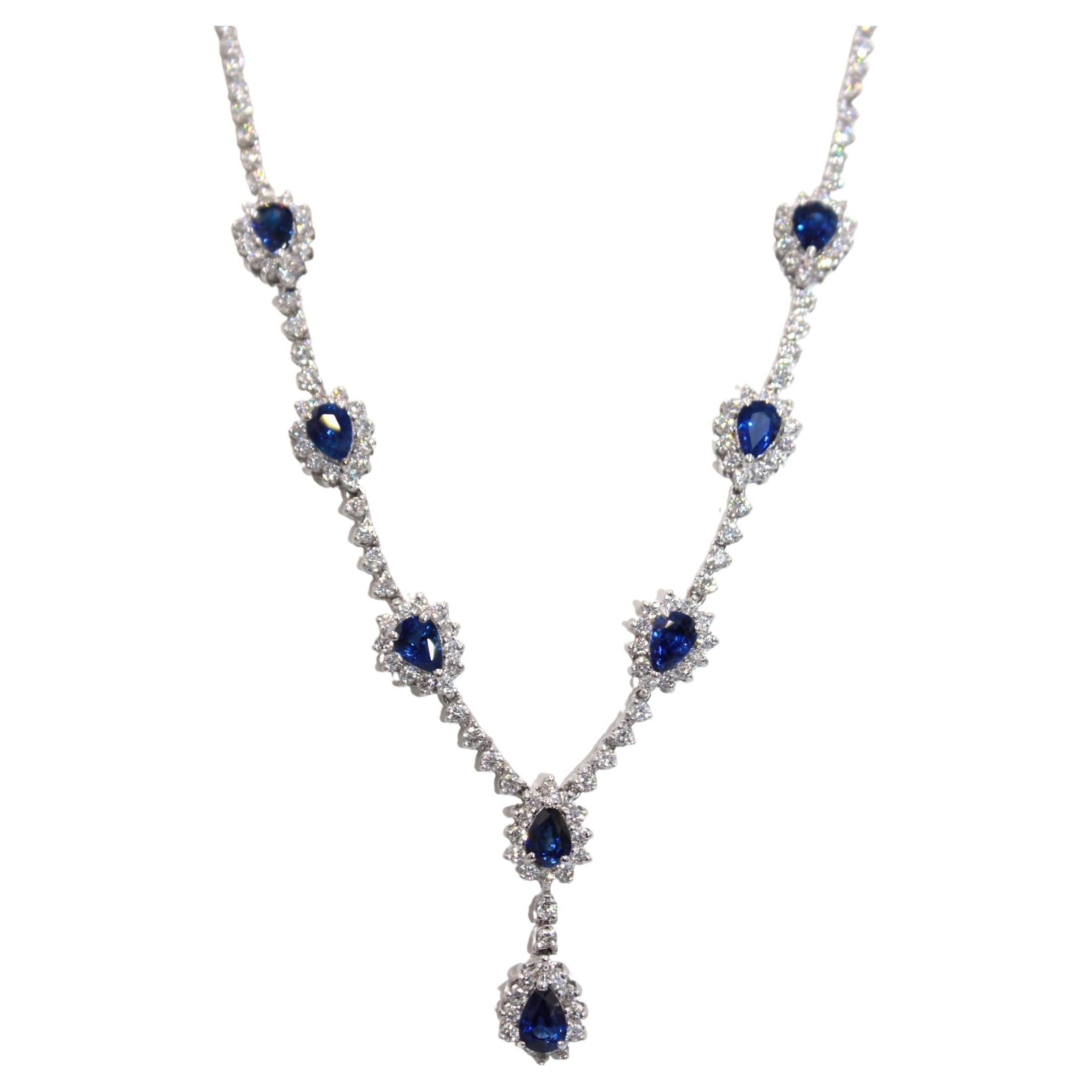 7.069 Carat Sapphire Diamond Necklace For Sale