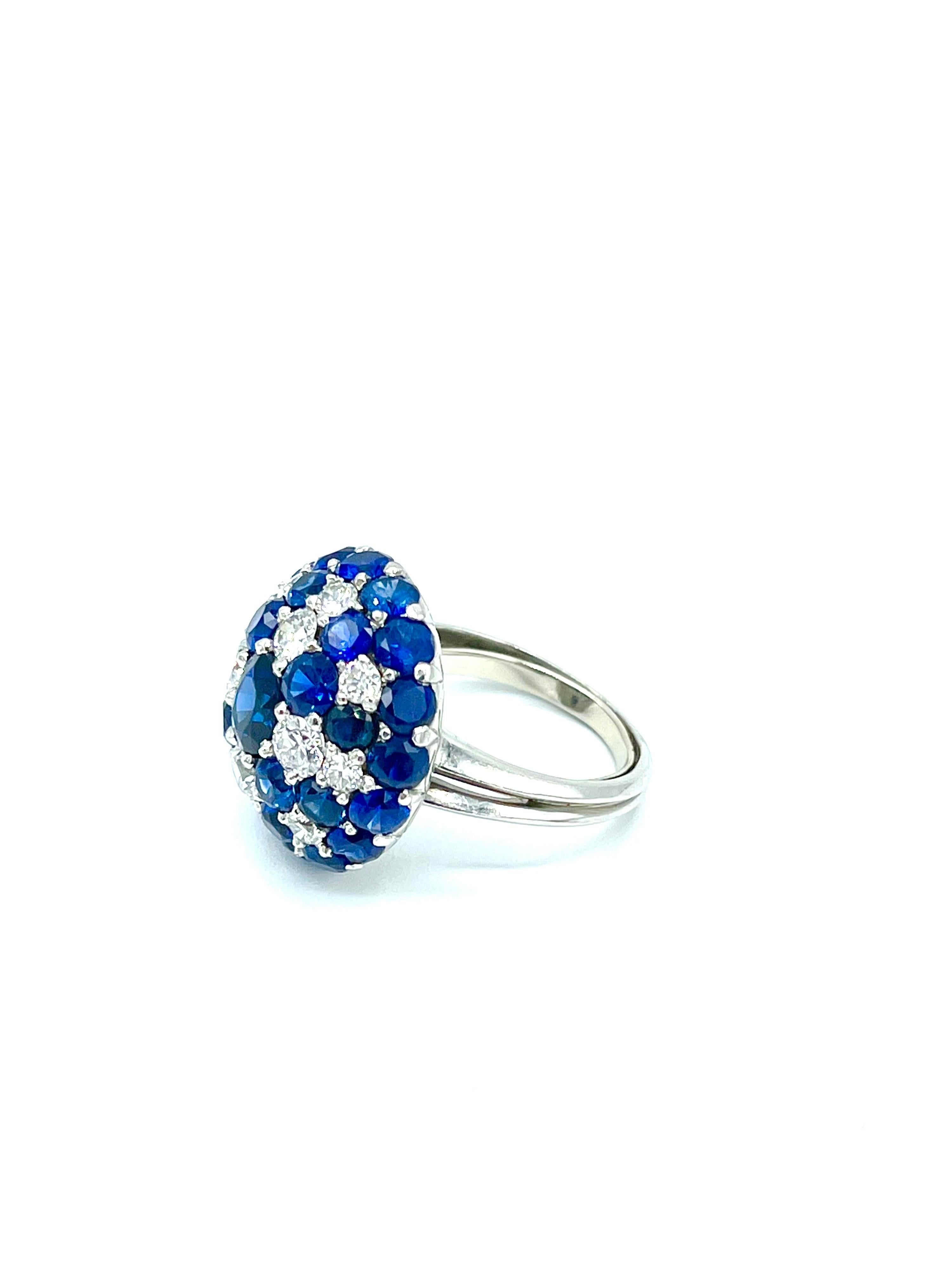 Retro 7.06cts Natural blue Sapphire and Diamond Star Platinum Cocktail Ring For Sale