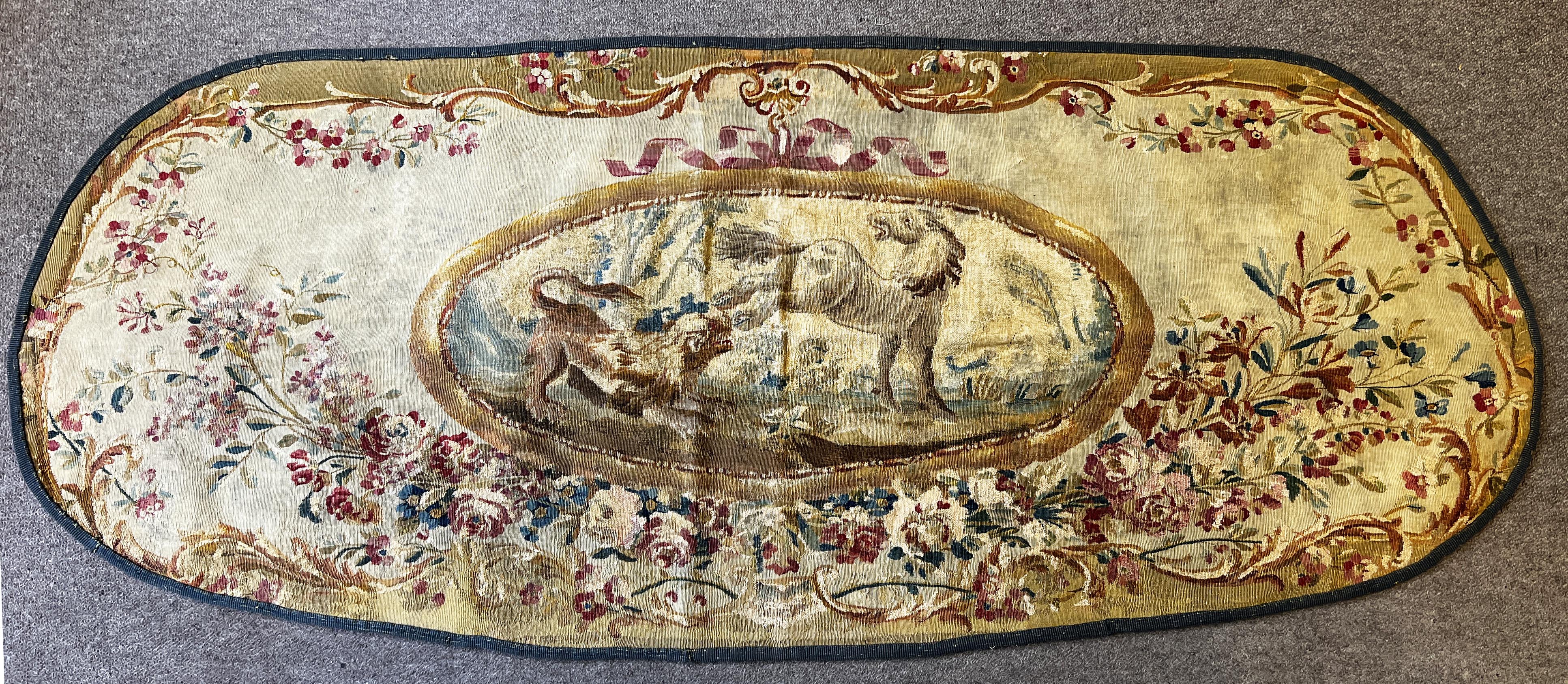 707 - 19th Century Brussels Handwoven Tapestry "The Wolf And The Horse" For Sale