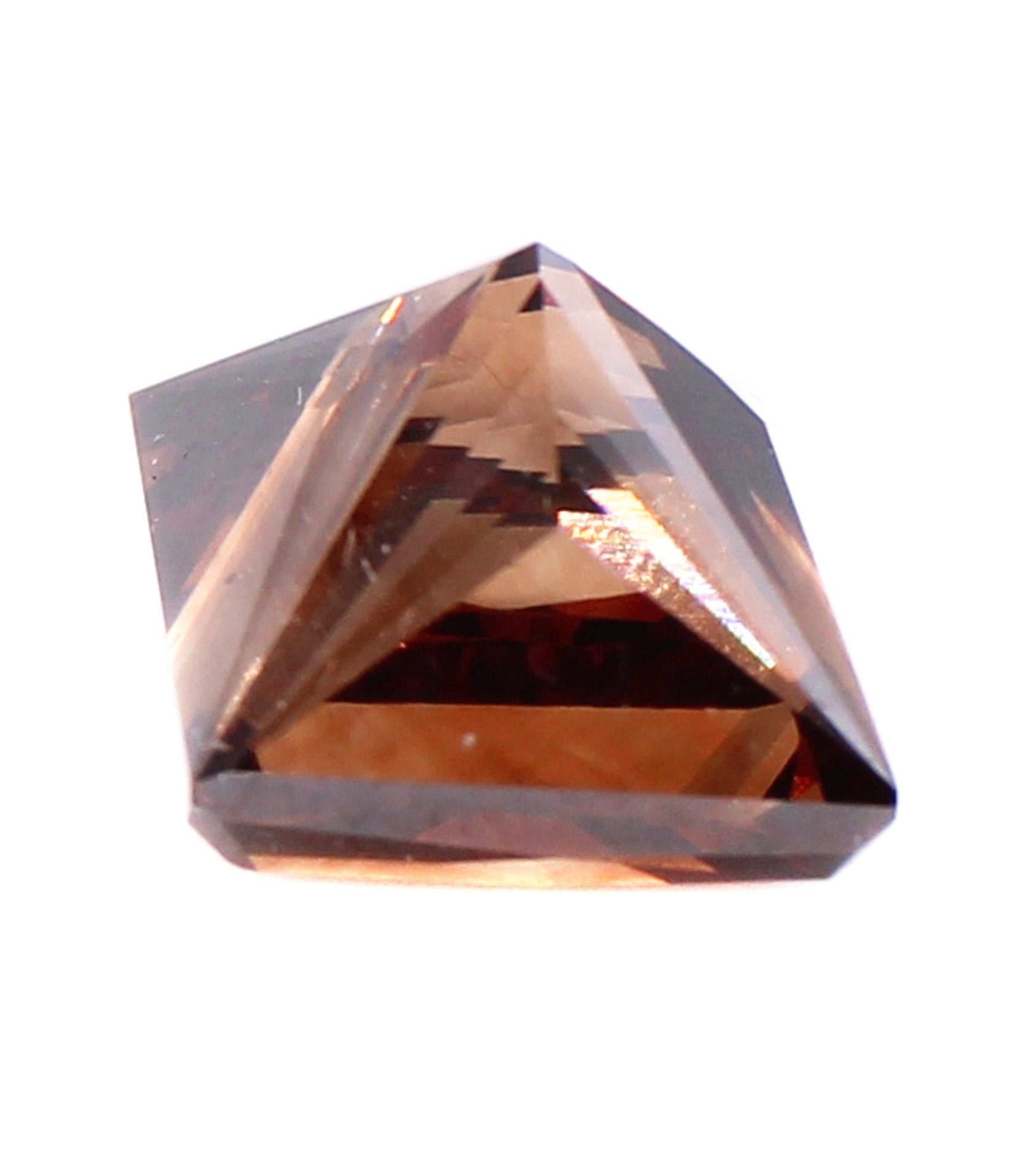 7.07 Carat Fancy Dark Orange Brown Princess Cut Diamond For Sale 3