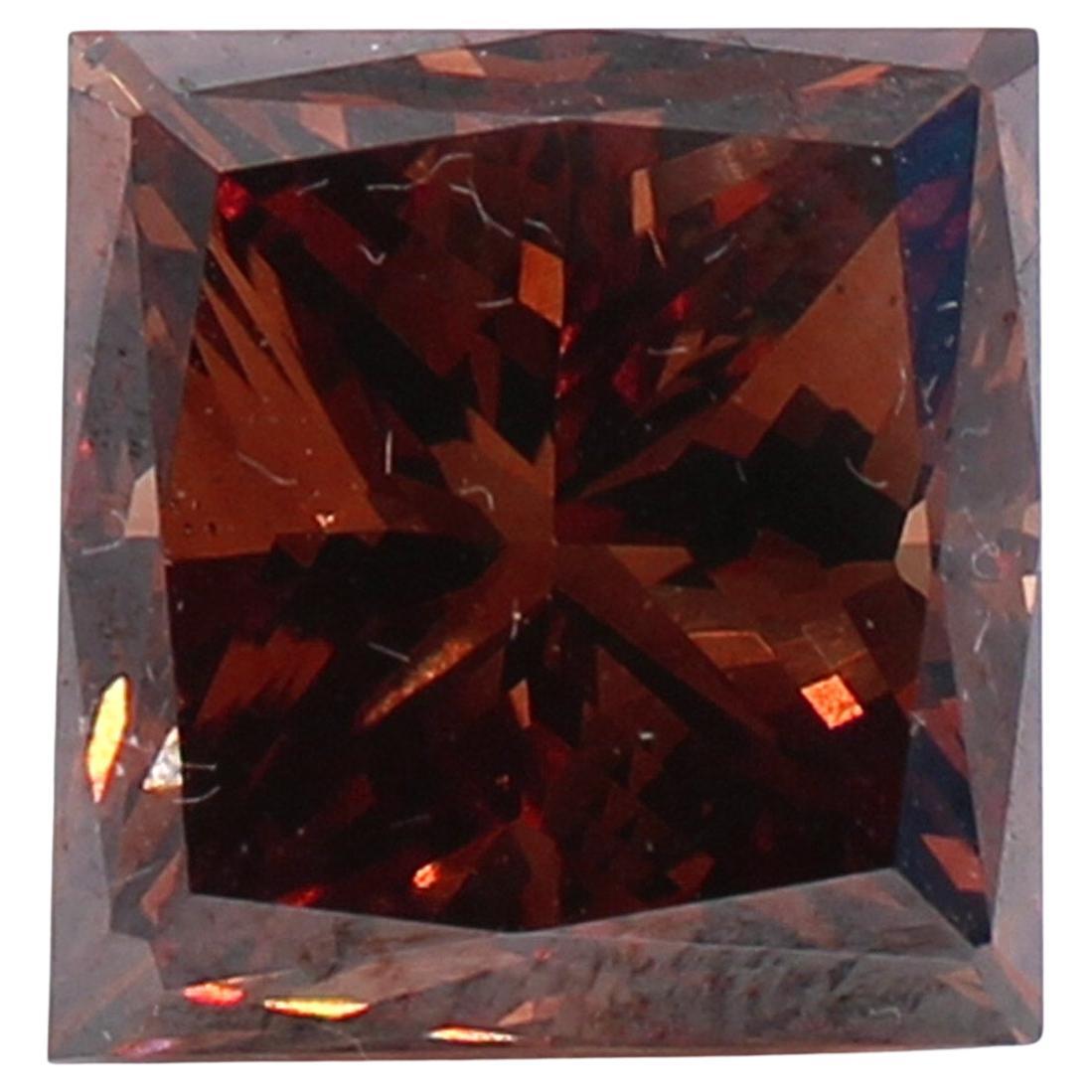 7.07 Carat Fancy Dark Orange Brown Princess Cut Diamond For Sale