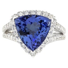 Natural Tanzanite Diamond Ring In 14 Karat White Gold
