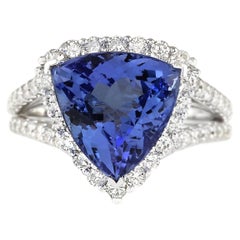 Natural Tanzanite Diamond Ring In 14 Karat White Gold 