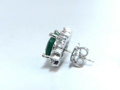 7.07 Carat Natural Green Emerald Diamonds Cluster Earrings 14 Karat Halo Classic