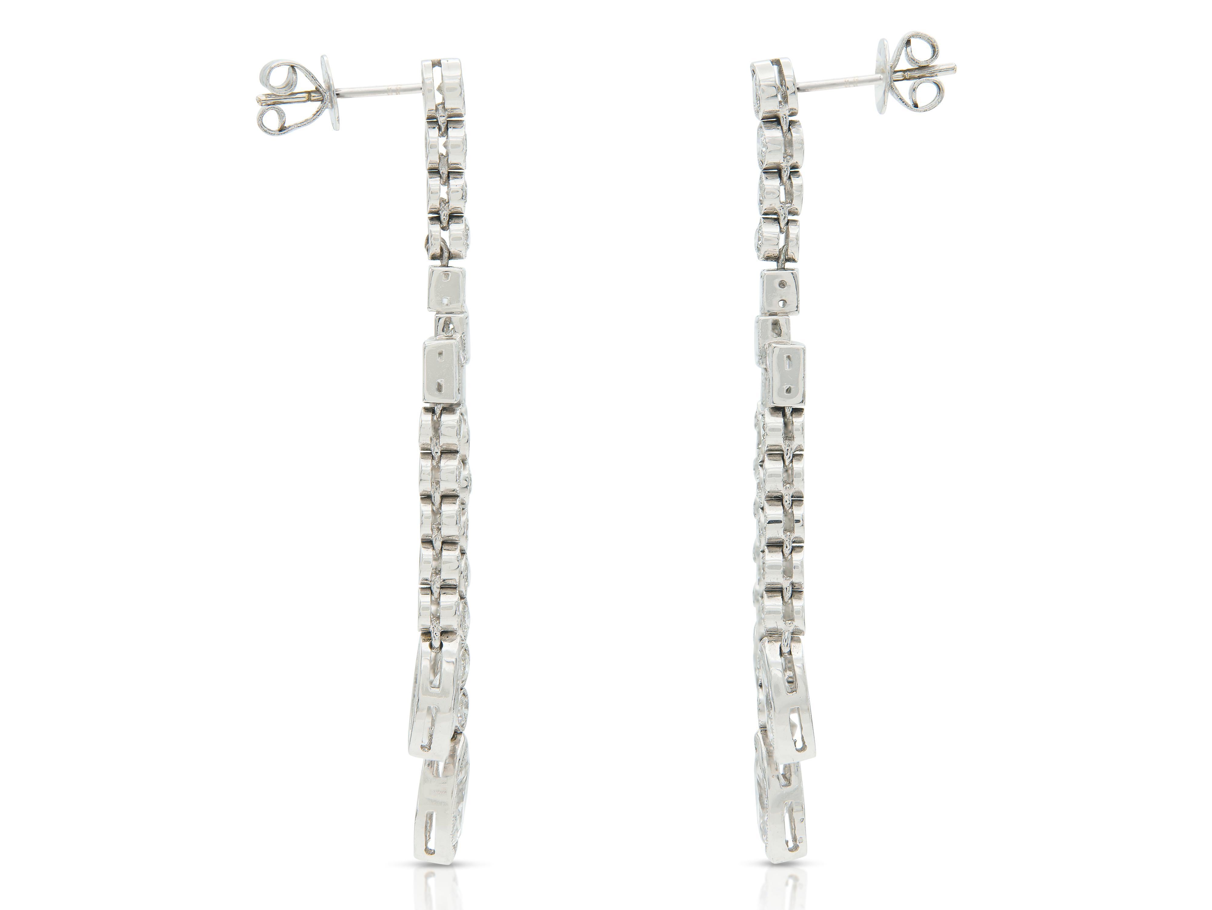 Pendientes araña de diamantes talla mixta de 7,08 quilates Art Decó en venta