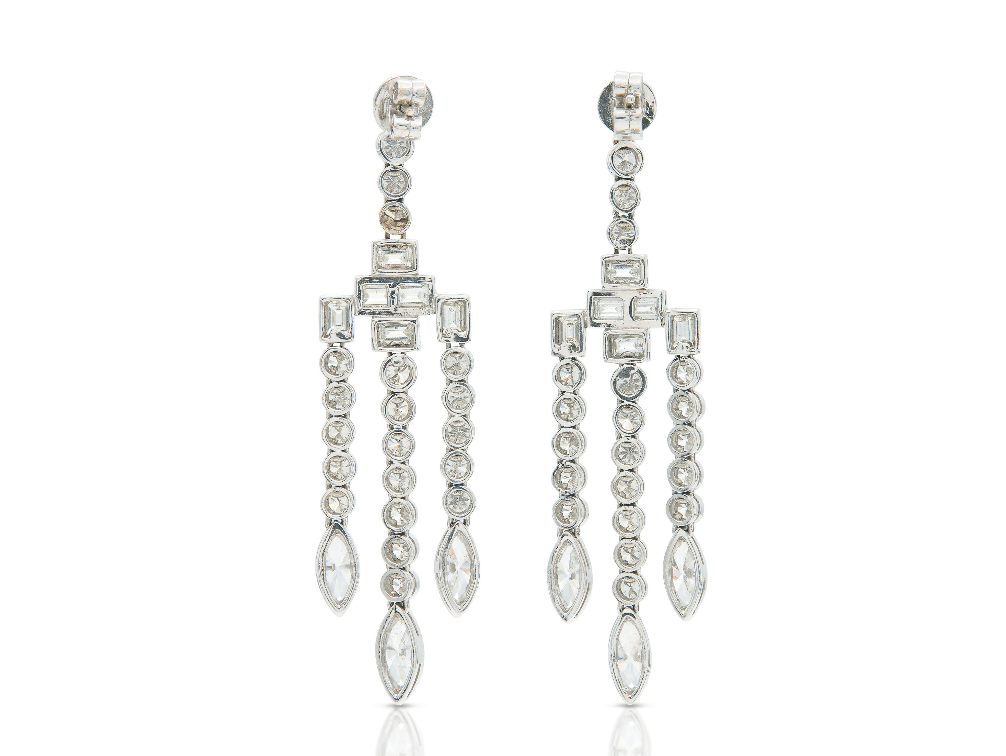 Pendientes araña de diamantes talla mixta de 7,08 quilates Corte mixto en venta