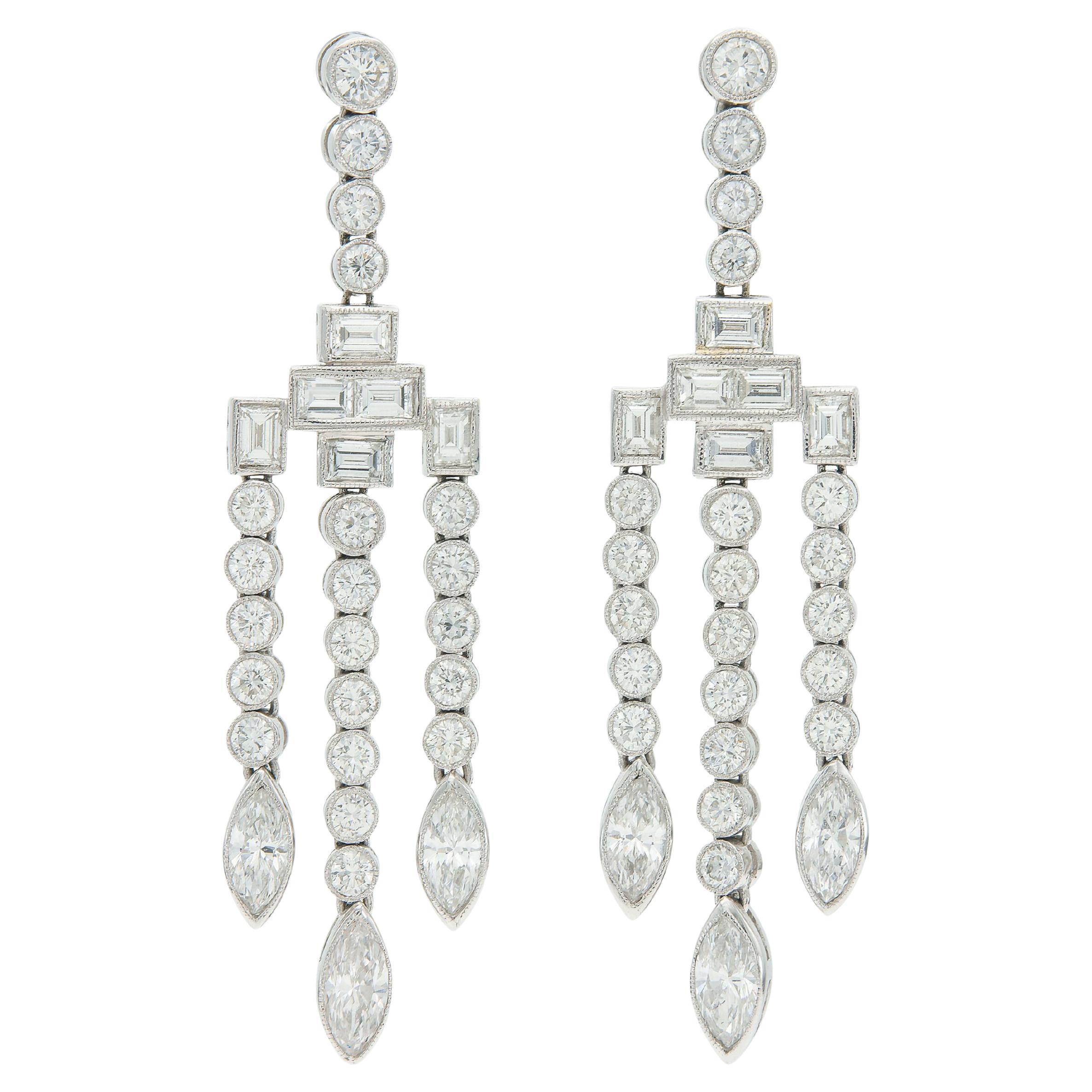 Pendientes araña de diamantes talla mixta de 7,08 quilates en venta