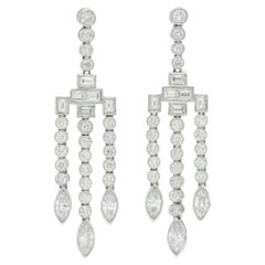 Pendientes araña de diamantes talla mixta de 7,08 quilates