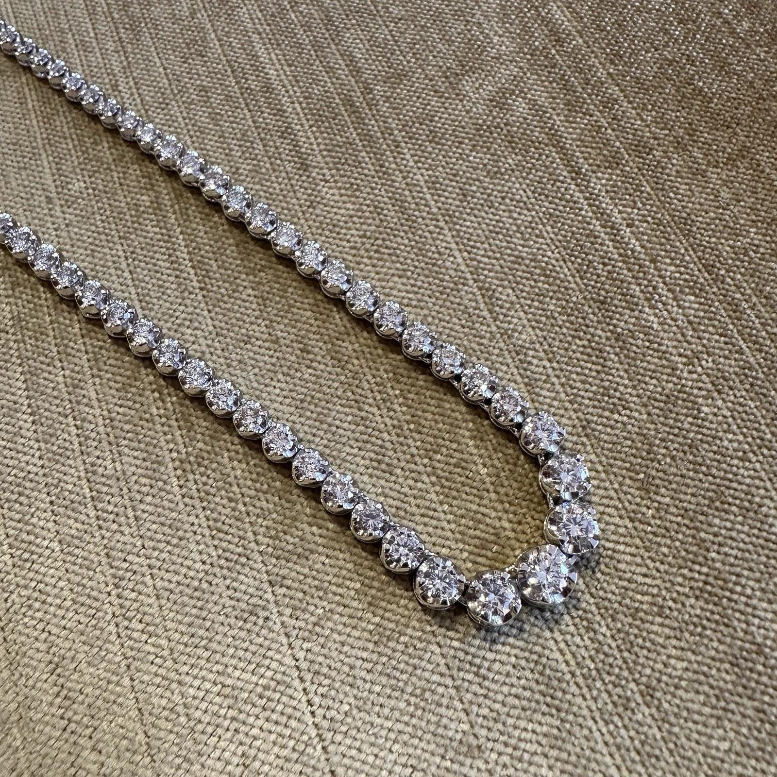 Collana Tennis graduata con diamanti naturali da 7,08 cttw in platino In condizioni ottime in vendita a La Jolla, CA