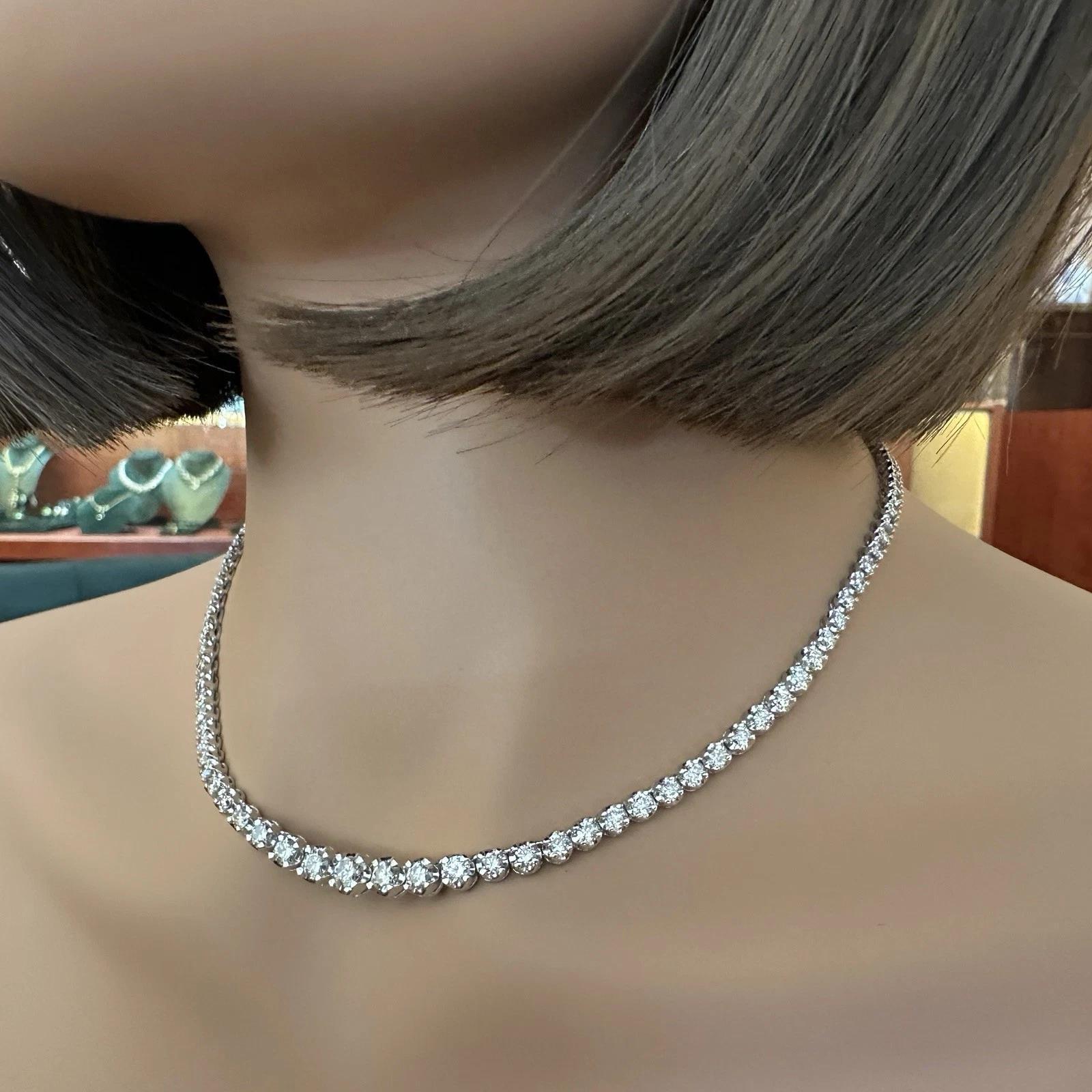 Collana Tennis graduata con diamanti naturali da 7,08 cttw in platino in vendita 4