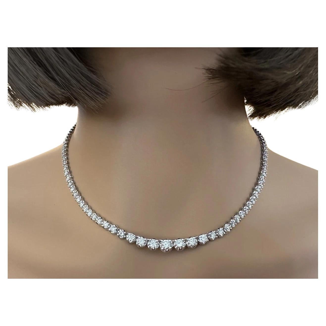 Collana Tennis graduata con diamanti naturali da 7,08 cttw in platino in vendita