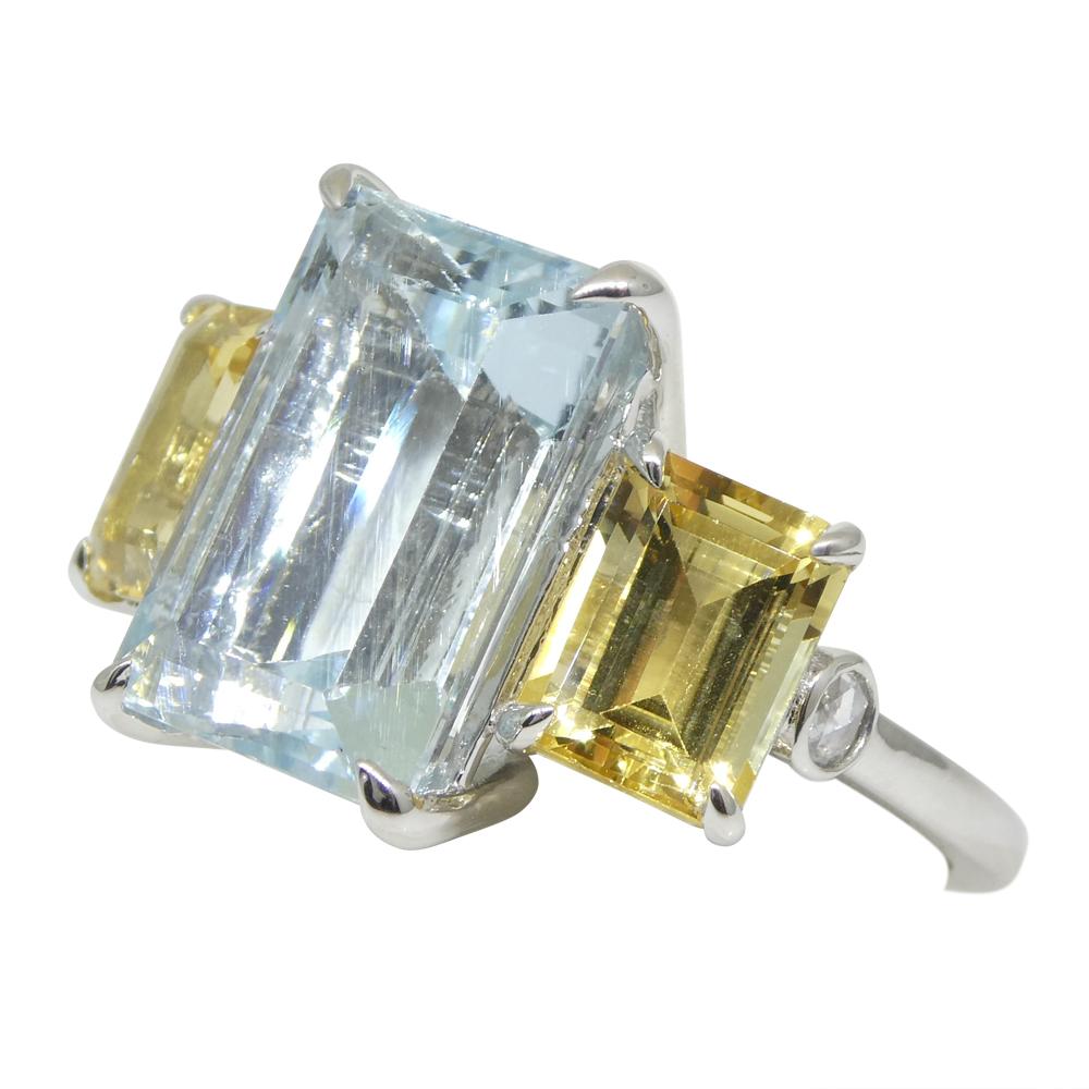 7.08ct Aquamarine, Heliodor & Diamond Cocktail Ring set in 14k White Gold For Sale 7