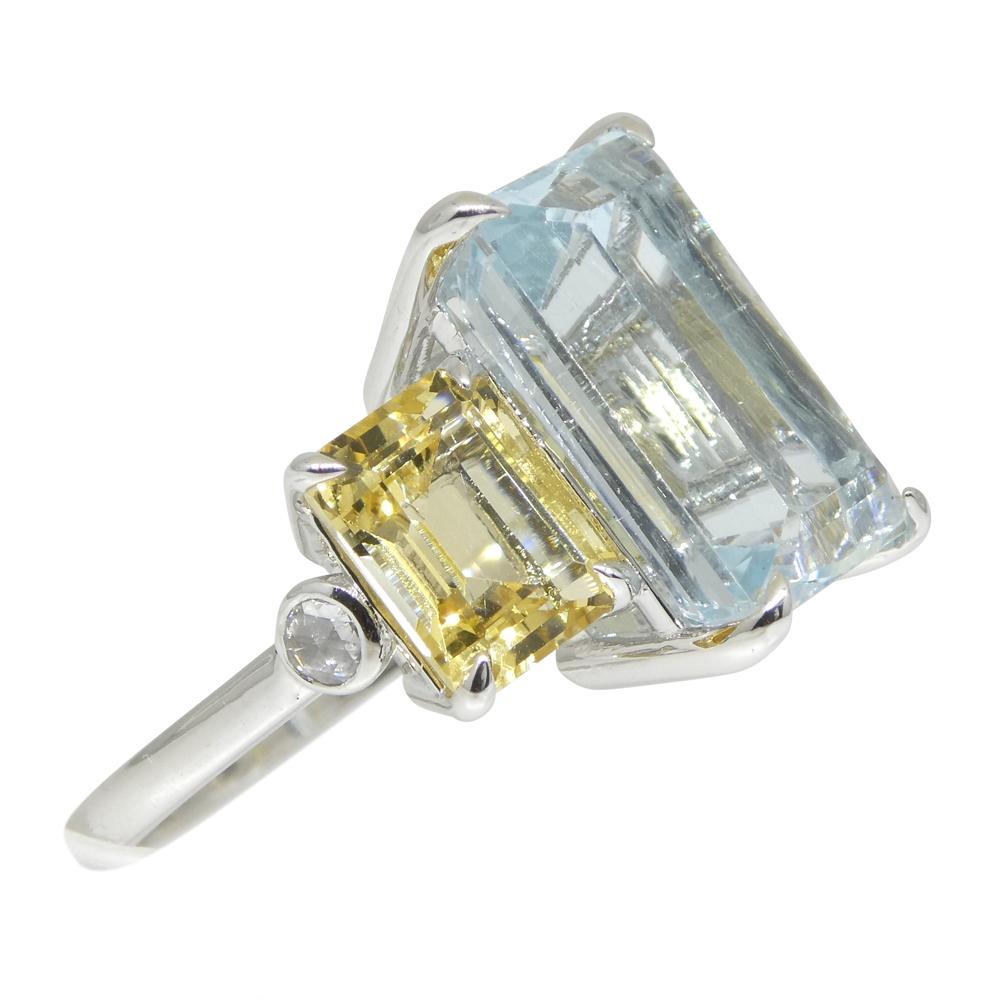 7.08ct Aquamarine, Heliodor & Diamond Cocktail Ring set in 14k White Gold For Sale 8