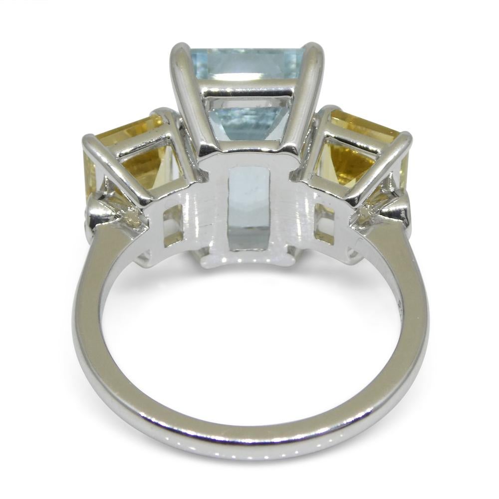 7.08ct Aquamarine, Heliodor & Diamond Cocktail Ring set in 14k White Gold In New Condition For Sale In Toronto, Ontario