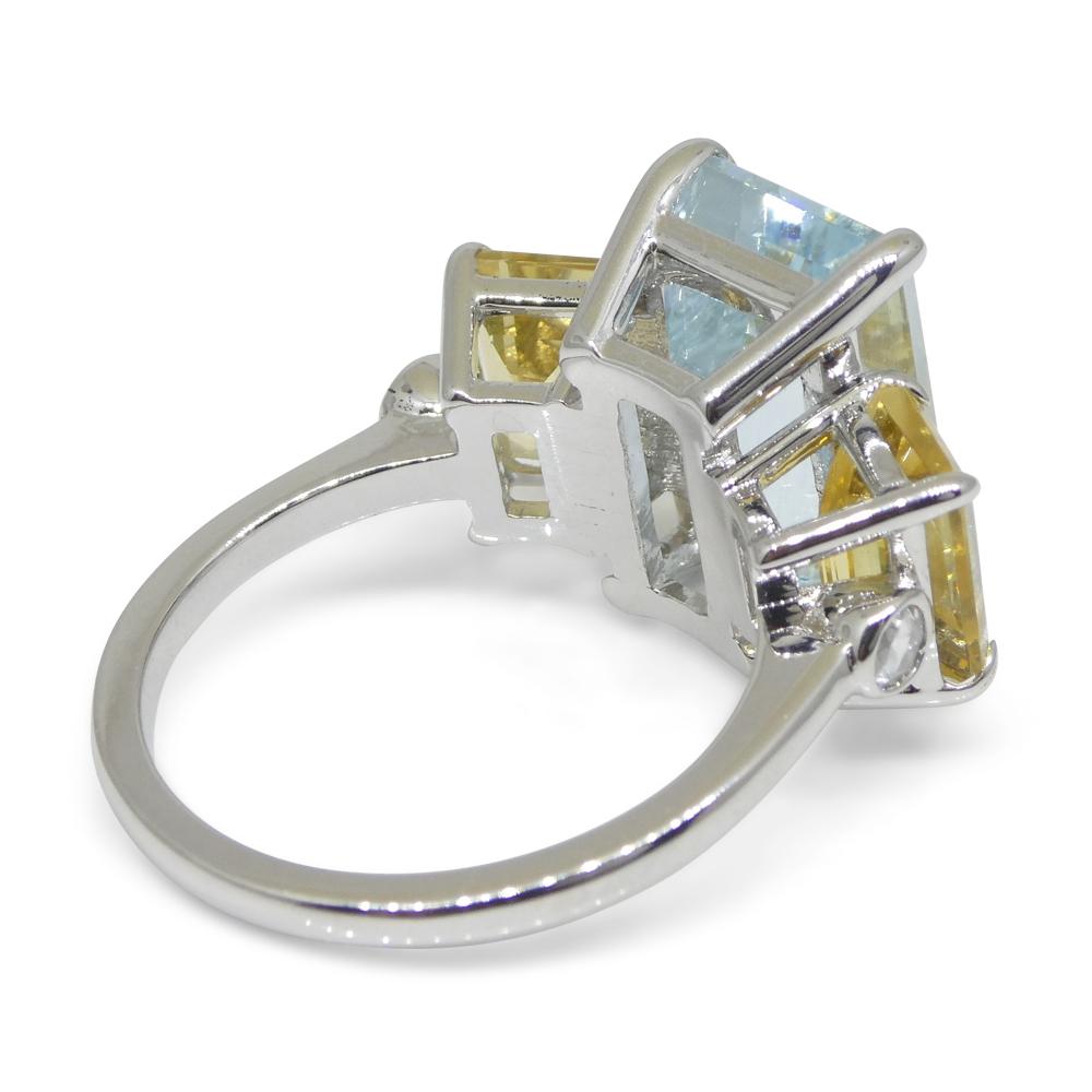 7.08ct Aquamarine, Heliodor & Diamond Cocktail Ring set in 14k White Gold For Sale 3
