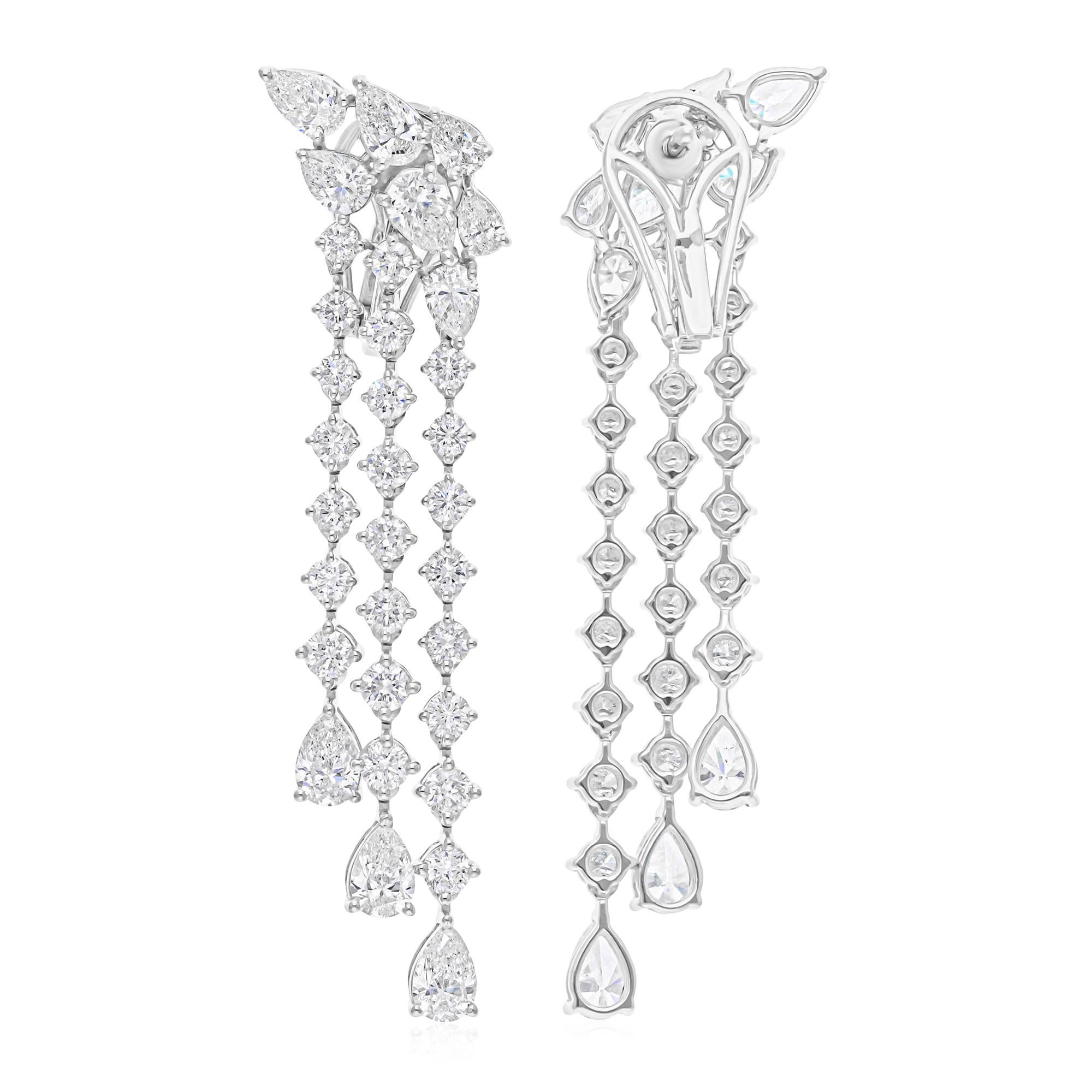 7.08Ct SI/H Diamond Cluster Dangle Drop Earrings 14k White Gold All Tariffs Paid Neuf - En vente à Diera, Dubai
