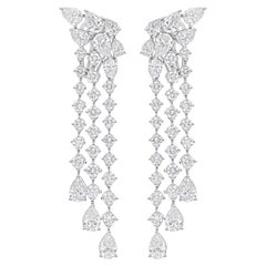 7.08Ct SI/H Diamond Cluster Dangle Drop Earrings 14k White Gold Alle Zölle gezahlt