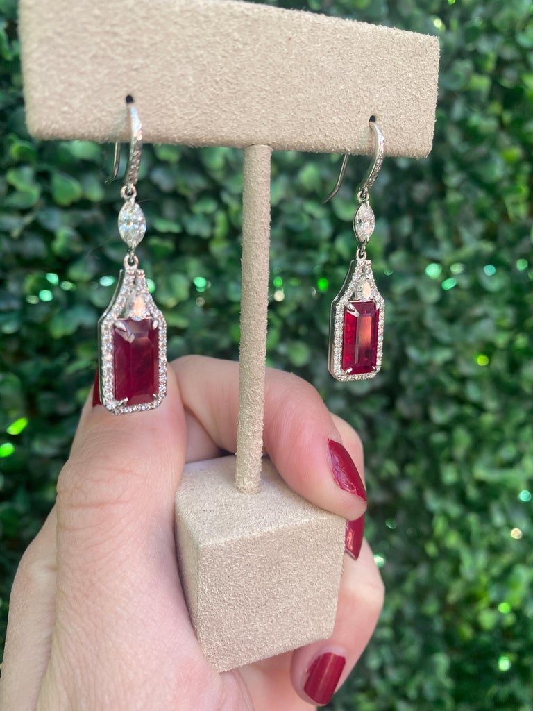 Emerald cut 2024 ruby earrings