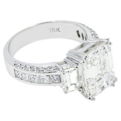 7.09 Carat Emerald Diamond Ring 18K White Gold Timeless Brilliance