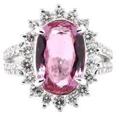 Anello Cocktail con Topazio Imperiale Naturale da 7,09 Carati e Diamante incastonato in Platino