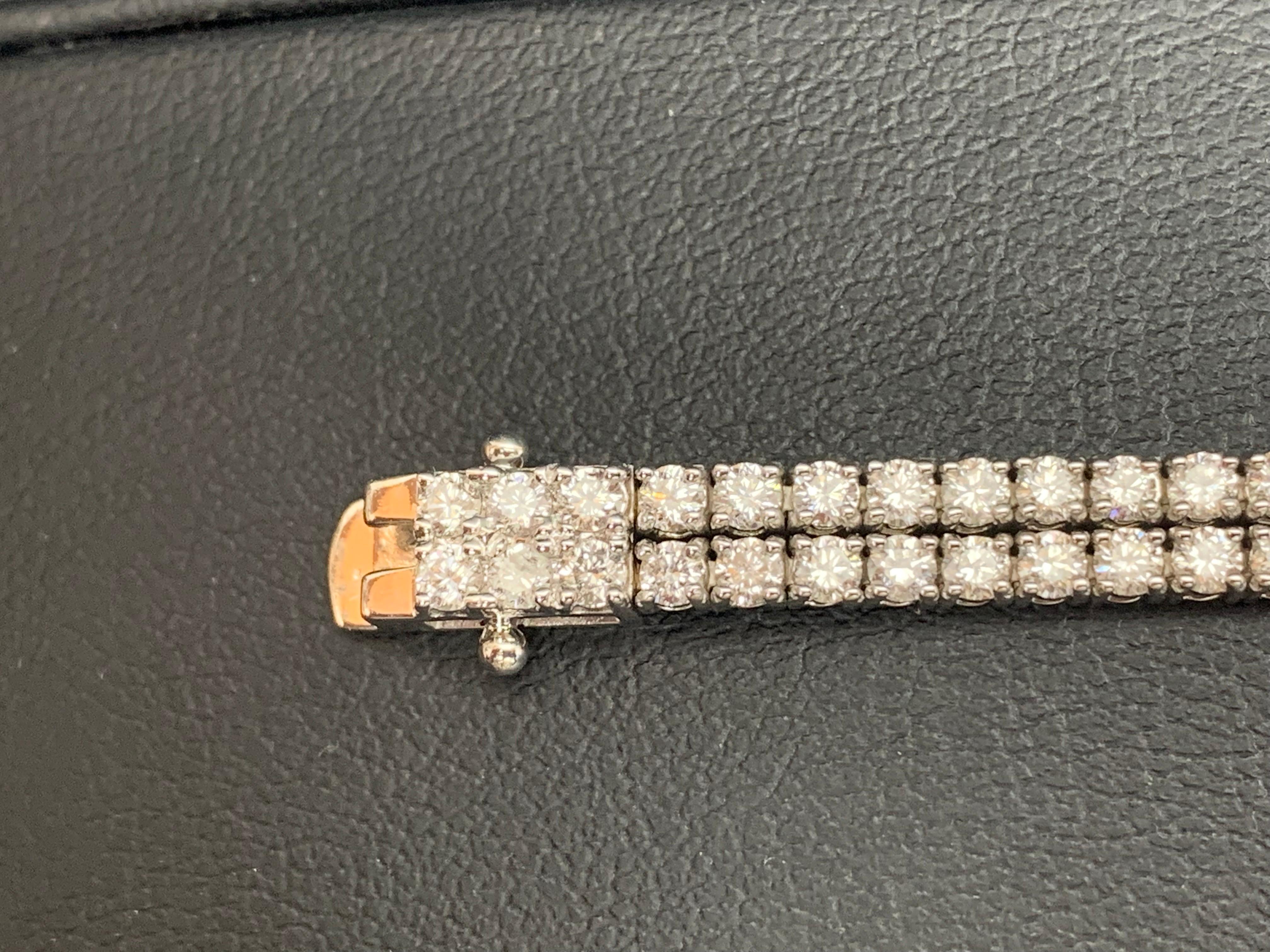 Modern 7.09 Carat Round Cut Diamond Three-Row Bracelet For Sale