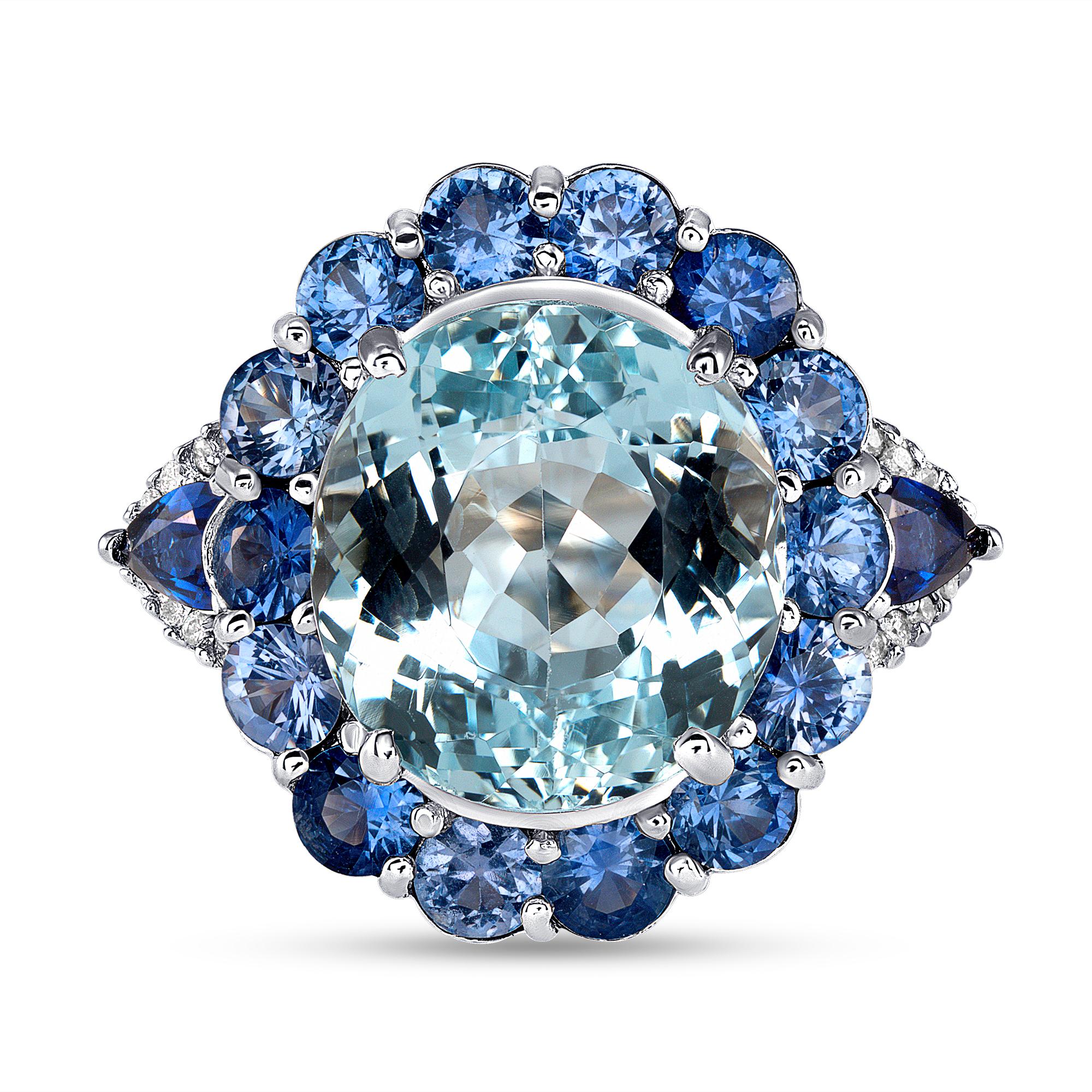 Aquamarine & 14k Gold Speed Of Light Ring main image 1