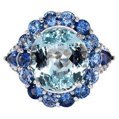 7.09ct Aquamarine 14k White Gold Ring